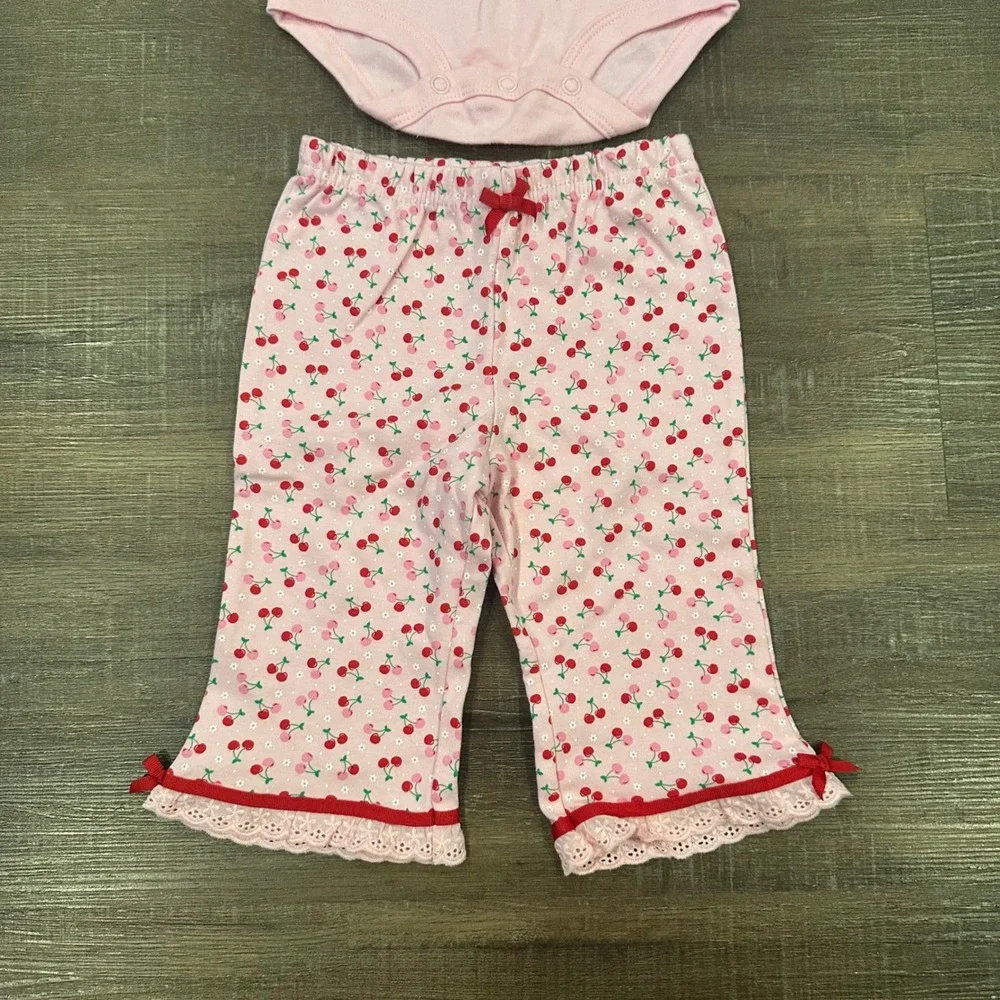 Carter's Baby Girls Cherry Bodysuit Grandma's Sweetie Pants Set Pink 6 Mo NWT